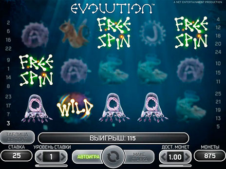 Игровые автоматы Evolution выпадение бесплатных игр