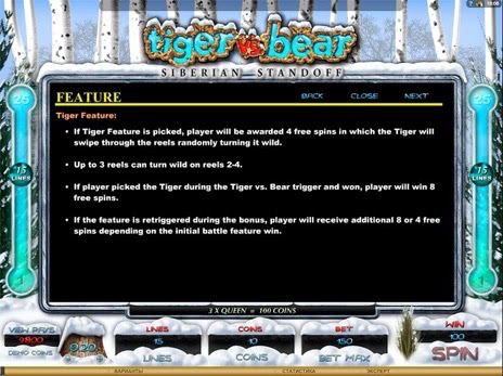 Онлайн слоты Tiger vs Bear описание бонус игры